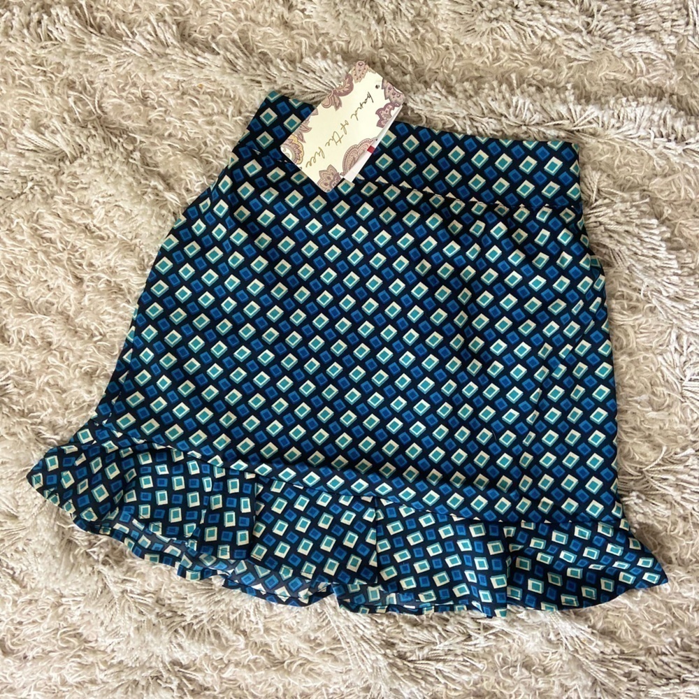 NWT Band of the Free Gypsy 70’s Retro Disco Teal Diamond Mini Skirt Size XS - Picture 4 of 13